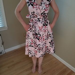 Kate Spade tiger lily floral pink wrap dress